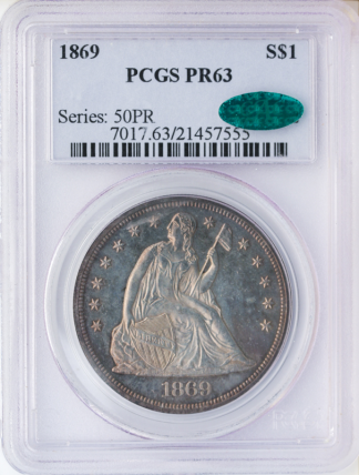 1869 Seated Liberty $1 PCGS PR63 CAC 1869 Seated Liberty $1 PCGS PR63 CAC