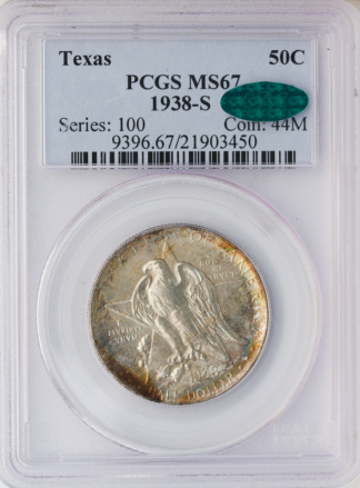 1938-S Texas Silver Commemorative Half Dollar PCGS MS67 1938-S Texas Silver Commemorative Half Dollar PCGS MS67