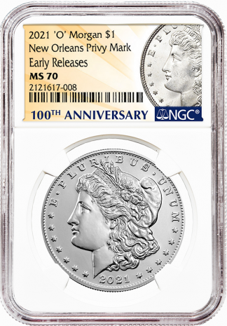 2021 'O' Privy Morgan Dollar NGC MS70 100th Anniversary Early Releases