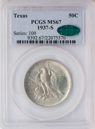 1937-S Texas Silver Half Commemorative PCGS MS67 CAC 1937-S Texas Silver Half Commemorative PCGS MS67 CAC