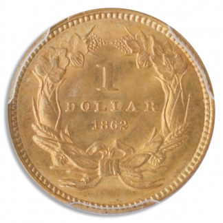 1862 $1 Gold PCGS MS64 CAC 1862 $1 Gold PCGS MS64 CAC