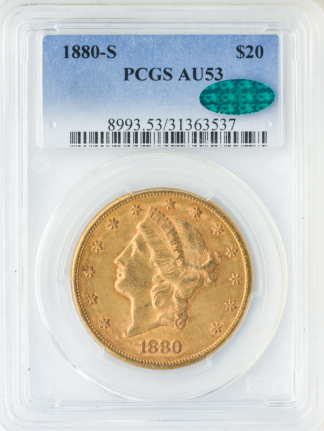 1880-S $20 Liberty PCGS AU53 CAC