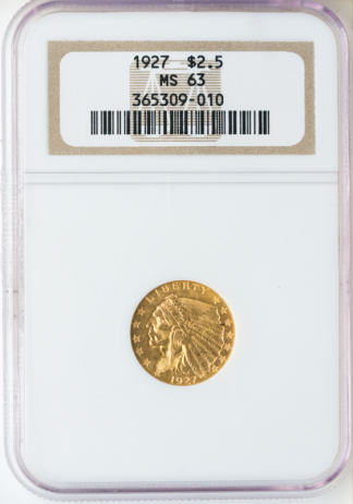 $2 1/2 Indian MS63 Certified (Dates/Types Vary)