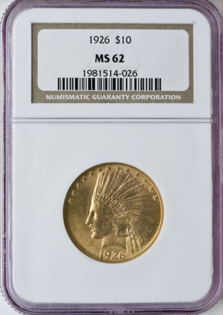 $10 Indian Certified MS62 (Dates/ Types Vary)