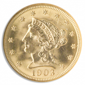 $2 1/2 Liberty Certified MS63 (Dates/Types Vary)