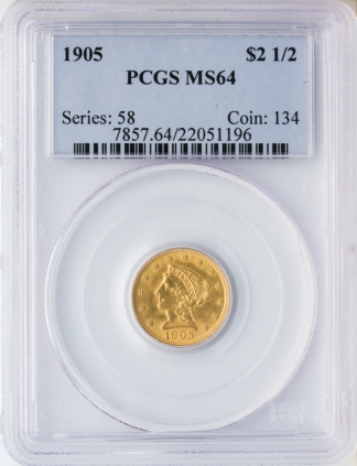 $2 1/2 Liberty MS64 Certified (Dates/Types Vary)