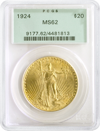 $20 Saint Gaudens MS62 Certified (Dates/Types Vary)