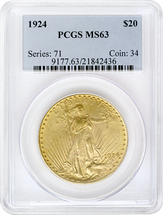 $20 Saint Gaudens MS63 Certified (Dates/Types Vary)