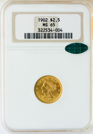 1902 $2350 Liberty NGC MS65 CAC
