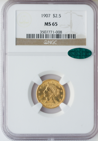 1907 $2 .50 Liberty NGC MS65 CAC