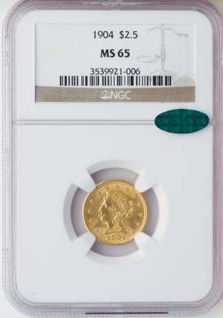 1904 $2.50 Liberty NGC MS65 CAC