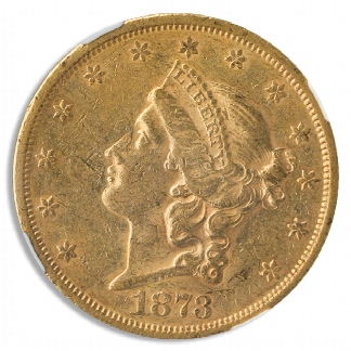 1873-S $20 Liberty Closed 3 NGC AU55 CAc 1873-S $20 Liberty Closed 3 NGC AU55 CAc