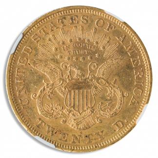 1873-S $20 Liberty Closed 3 NGC AU55 CAc 1873-S $20 Liberty Closed 3 NGC AU55 CAc