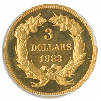1883 $3 Indian Princess PCGS PR65 Cameo CAC