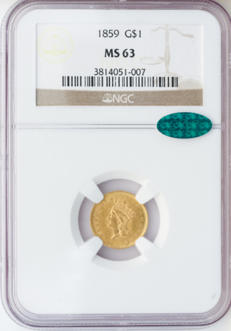 1859 $1 Gold NGC MS63 CAC 1859 $1 Gold NGC MS63 CAC