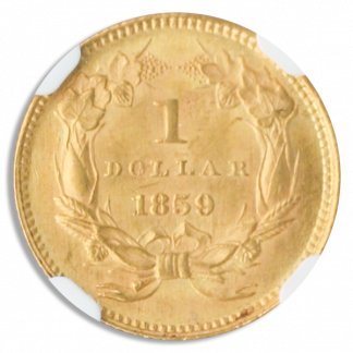 1859 $1 Gold NGC MS63 CAC 1859 $1 Gold NGC MS63 CAC
