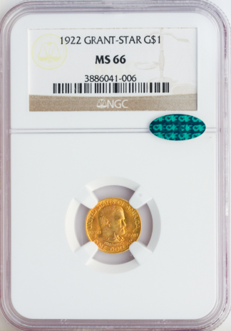 1922 $1 Grant Commemorative Gold Coin NGC MS66 CAC 1922 $1 Grant Commemorative Gold Coin NGC MS66 CAC