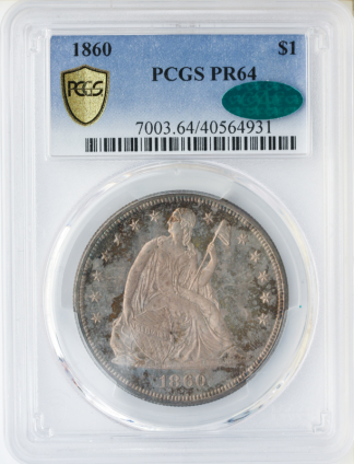 1860 Seated Liberty $1 PCGS PR64 CAC 1860 Seated Liberty $1 PCGS PR64 CAC