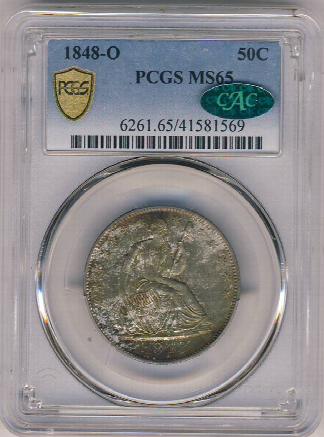 1848-O Seated Liberty Half Dollar PCGS MS65 CAC 1848-O Seated Liberty Half Dollar PCGS MS65 CAC