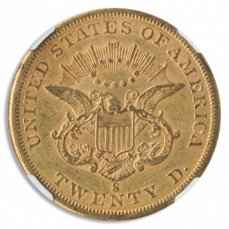 1860-S $20 Liberty NGC AU58 CAC 1860-S $20 Liberty NGC AU58 CAC