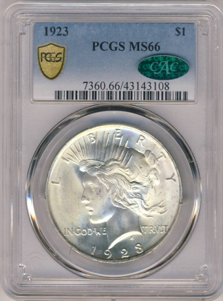 1923 Peace $1 PCGS MS66 CAC 1923 Peace $1 PCGS MS66 CAC