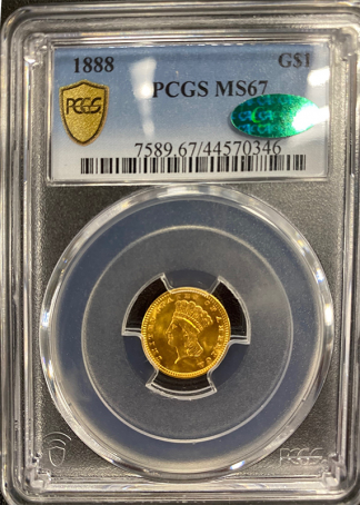 1888 Gold $1 PCGS MS67 CAC 1888 Gold $1 PCGS MS67 CAC