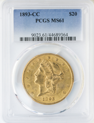1893-CC $20 Liberty PCGS MS61