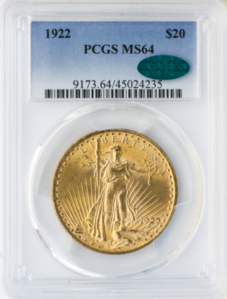 1922 $20 Saint Gaudens PCGS MS64 CAC