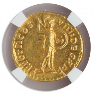 Roman Empire Domitian Aurues NGC ChAU Str:5 Srf:4 7.74g