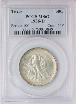 1936-D Texas Silver Half Commemorative PCGS MS67 1936-D Texas Silver Half Commemorative PCGS MS67