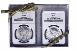 Morgan and Peace $1 Set NGC MS63 (Dates/Types Vary) Morgan and Peace $1 Set NGC MS63 (Dates/Types Vary)