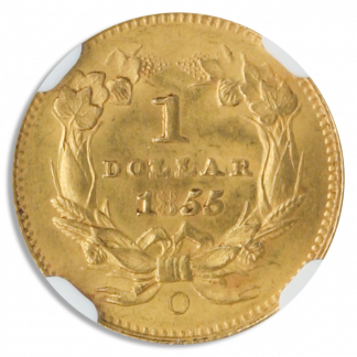 1855-O Gold $1 Type II NGC MS62 CAC + 1855-O Gold $1 Type II NGC MS62 CAC +