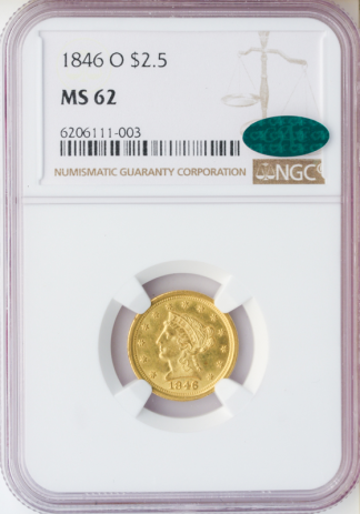 1846-O $2.50 Liberty NGC MS62 CAC