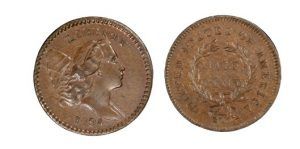 Liberty Cap Half Cent obverse and reverse 