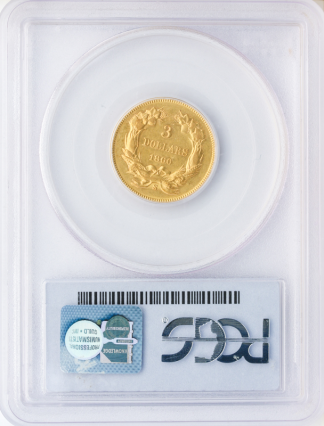 1860-S $3 Gold PCGS AU53 CAC 1860-S $3 Gold PCGS AU53 CAC