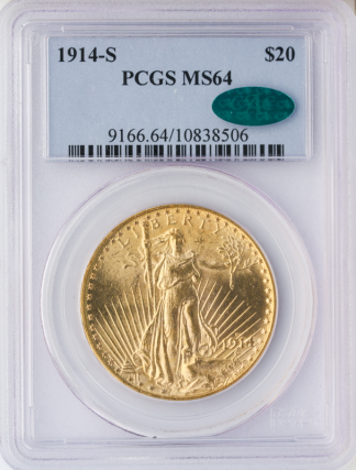 1914-S $20 Saint Gaudens PCGS MS64 CAC 1914-S $20 Saint Gaudens PCGS MS64 CAC