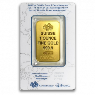 1 oz Pamp Suisse Gold Bar (With Assay, Types Vary, Conditions Vary)