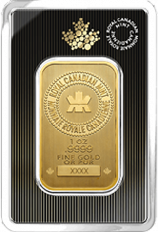 1 oz Gold Bar Royal Canadian Mint (New w/Assay, Types Vary)