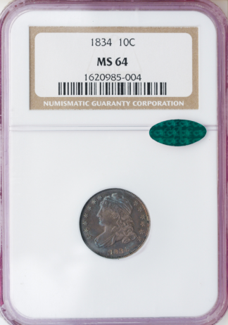 1834 Capped Bust Dime NGC MS64 CAC 1834 Capped Bust Dime NGC MS64 CAC