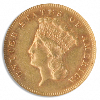 1870 $3 Indian Princess NGC AU58