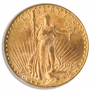 1909/8 $20 Gold St Gaudens PCGS MS61 CAC 1909/8 $20 Gold St Gaudens PCGS MS61 CAC