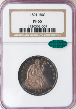 1891 STD LIB HALF NGC PR65 CAC 1891 STD LIB HALF NGC PR65 CAC
