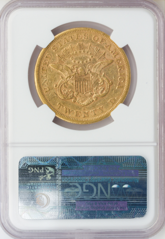 1866-S $20 Liberty No Motto NGC AU50