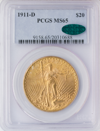1911-D $20 Saint Gaudens PCGS MS65 CAC