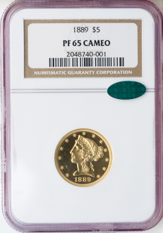 1889 $5 Liberty NGC PR65 Cameo CAC