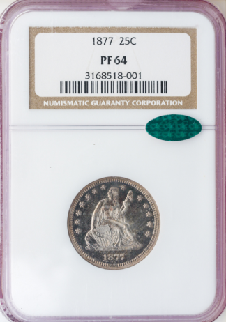 1877 Std Liberty Quarter NGC PR64 CAC 1877 Std Liberty Quarter NGC PR64 CAC