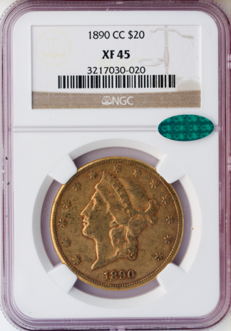 1890-CC $20 Liberty NGC XF45 CAC 1890-CC $20 Liberty NGC XF45 CAC