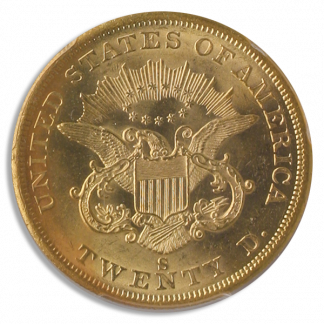 1855-S $20 Liberty SSCA POD PCGS MS60