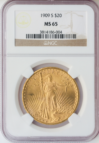 1909-S $20 Saint Gaudens NGC MS65