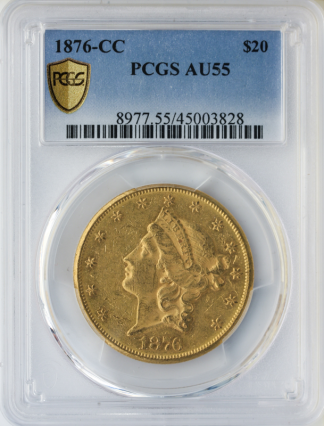 1876-CC $20 Liberty PCGS AU55